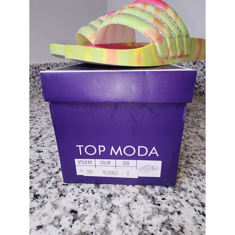 Top Moda GEM-1 Yellow/Multi Tie Dye Sandals